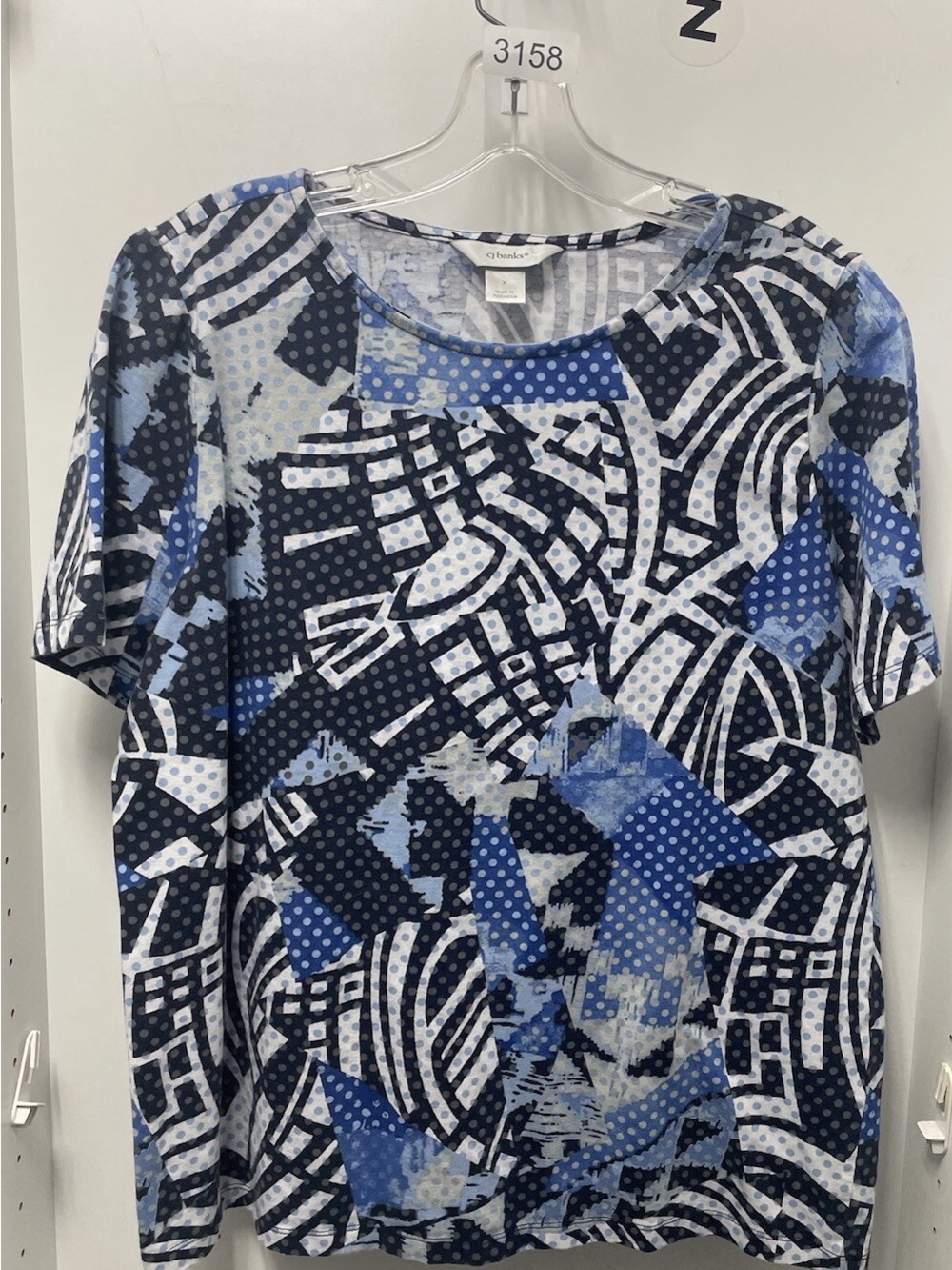 CJ Banks Blue Abstract T Shirt Size X-Large